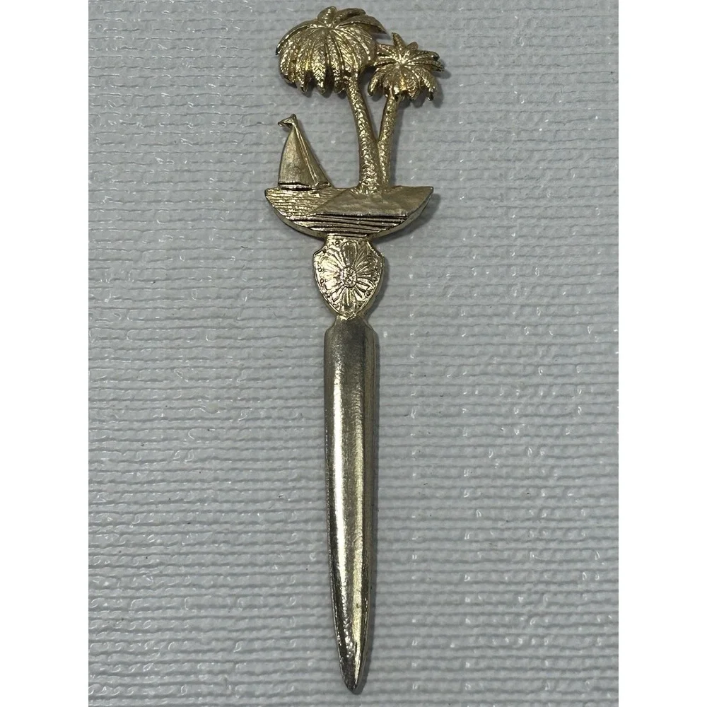 Alabama Letter Opener Palm Trees Sailboat Souvenir Vintage Grannycore